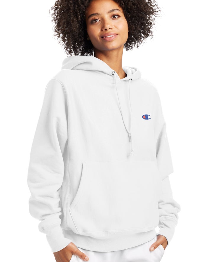 Champion Reverse Weave Boyfriend Kadın Kapşonlu Sweatshirt Beyaz ( KNRJVE536 )